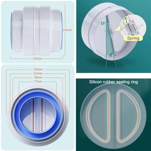 3'' 4'' Backdraft Damper Duct Draft Stopper Draft Blocker, One Way Airflow
