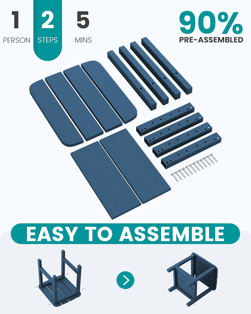 Adirondack Table Outdoor Side Table- Blue