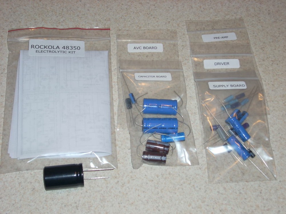 ROCKOLA 48350 SOLID STATE AMP ELECTROLYTIC KIT MODELS 453 THROUGH 474