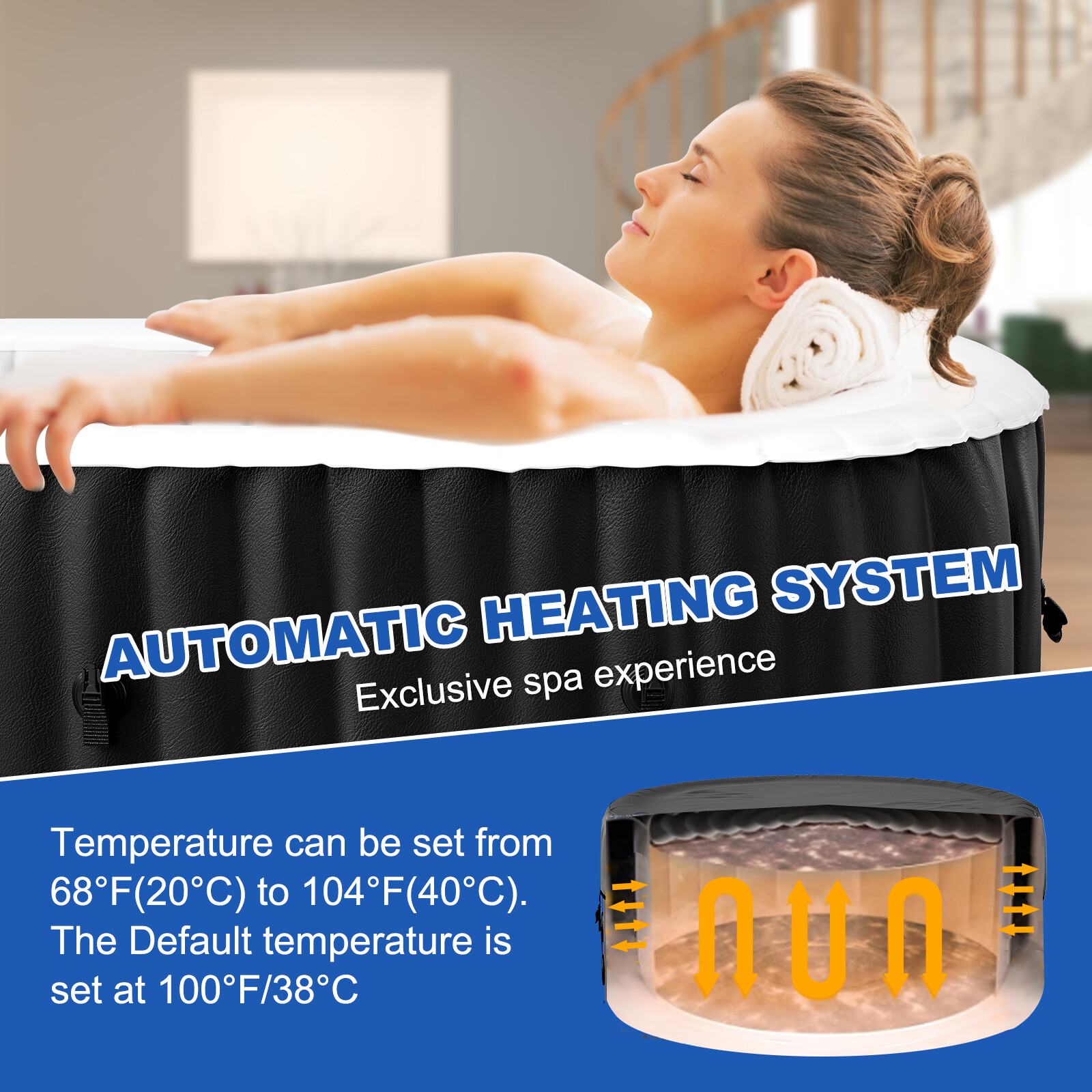 NAIZEA Portable Hot Tub 82X82X25 Inch Air Jet Spa 6 Person with 130 Bubble Jets