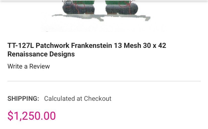 “Patchwork Frankenstein” Needlepoint 13 Mesh 30” x 42” By Renaissance Designs