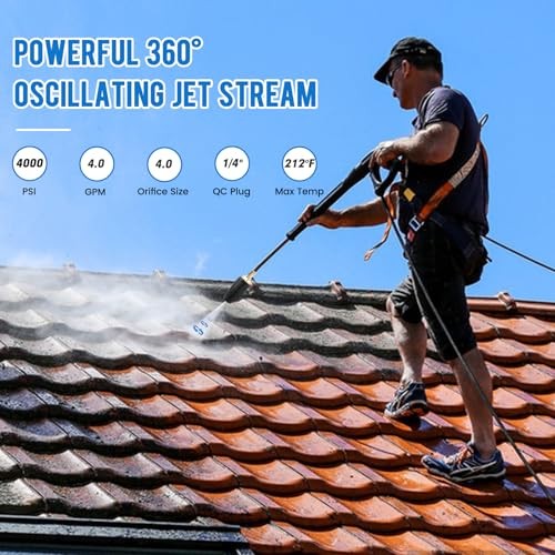 Turbo Nozzle Pressure Washer Tips, Durable Ceramic Core, 360° Rotating