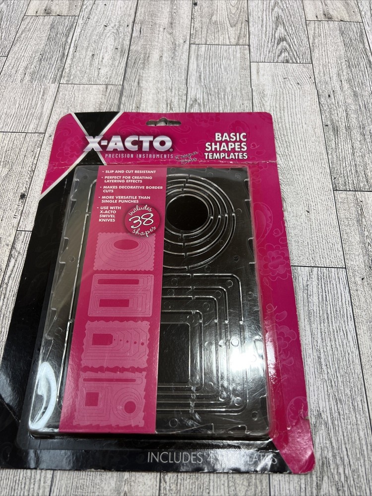 X-ACTO BASIC SHAPES TEMPLATES, 4 TEMPLATES.  38 SHAPES, NIB