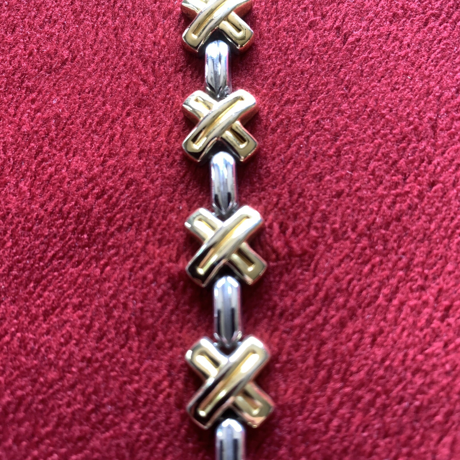 Bracelet Milor Sterling Silver Gold Wash X Made Italy love Hugs Kisses Vintage