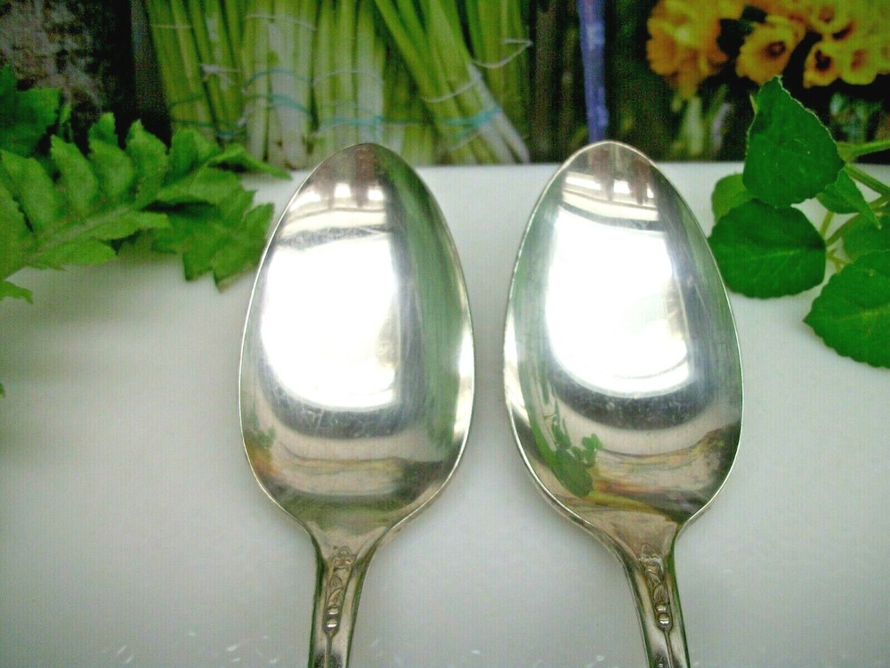 2 International Silver Rogers LADYANN Silverplate Solid Serving Spoons 1941