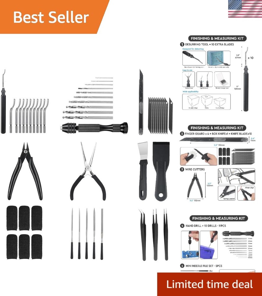 50-Piece 3D Printer Tools Kit - Deburring & Finishing Essentials for Precision