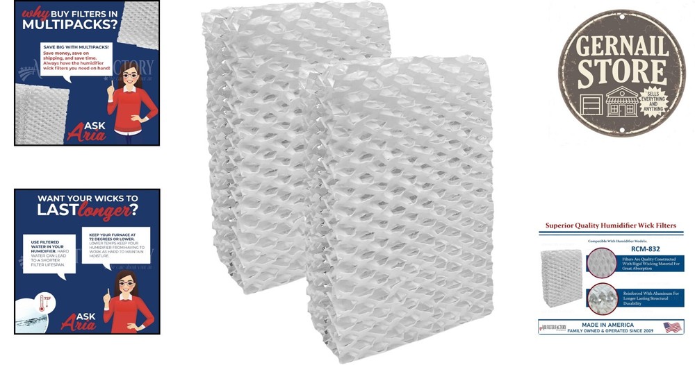 Ensure Moisture Efficiency with RCM-832 Humidifier Replacement Filters - 2 Pack