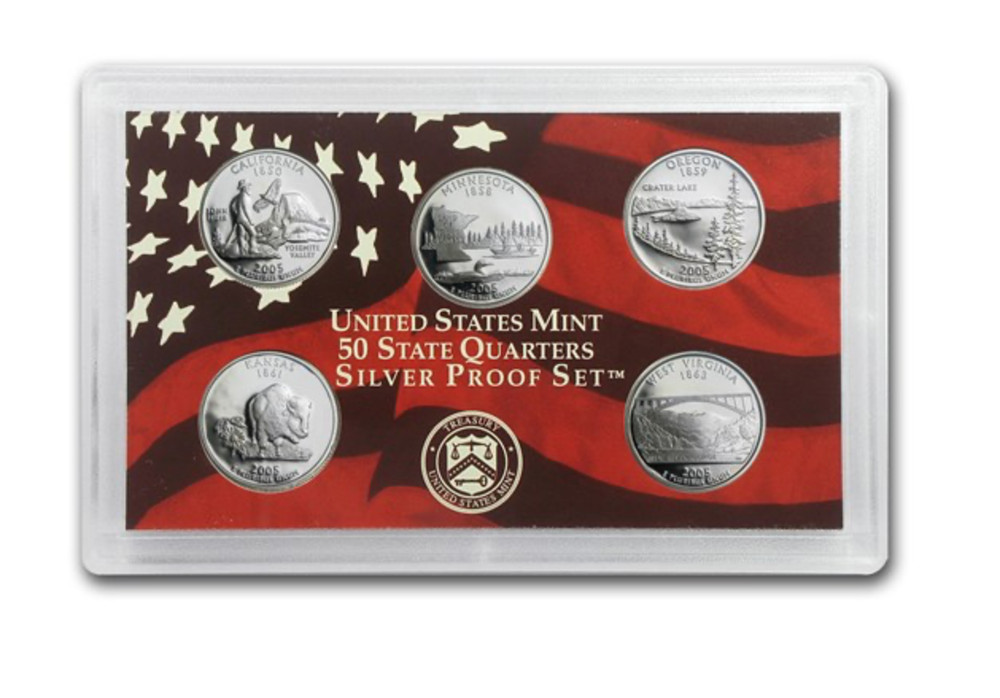 2005 US Mint 50 State Quarters Silver Proof Set COA OGP 2005 Uncirculated