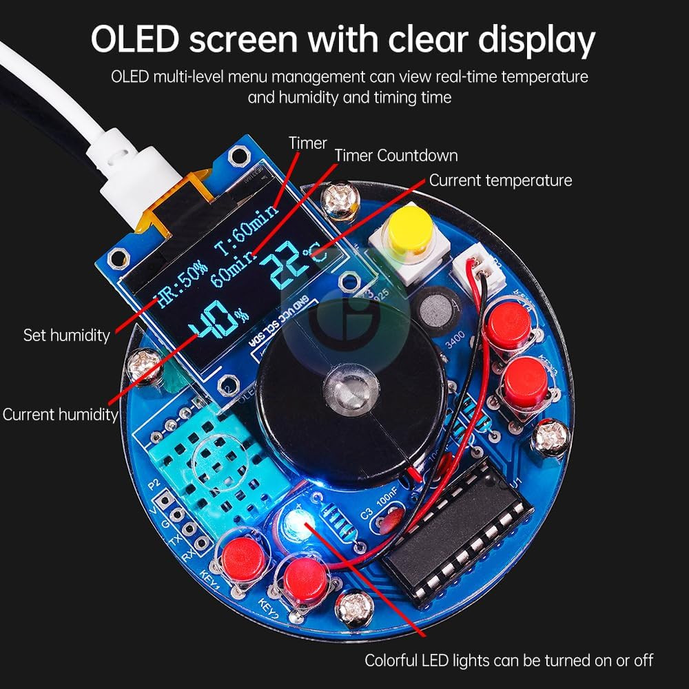 STEM Electronic DIY Kit Humidifier Soldering Project Kit, Temperature OLED Displ