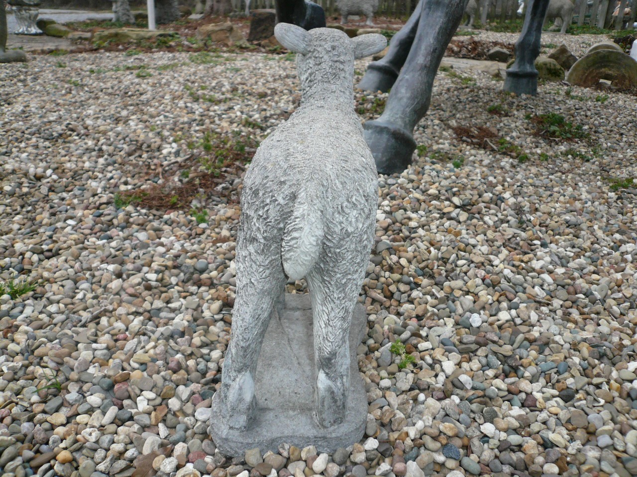 CUTEST EVER VINTAGE CEMENT/CONCRETE BABY GARDEN ORNAMENT LAMB 12" TALL