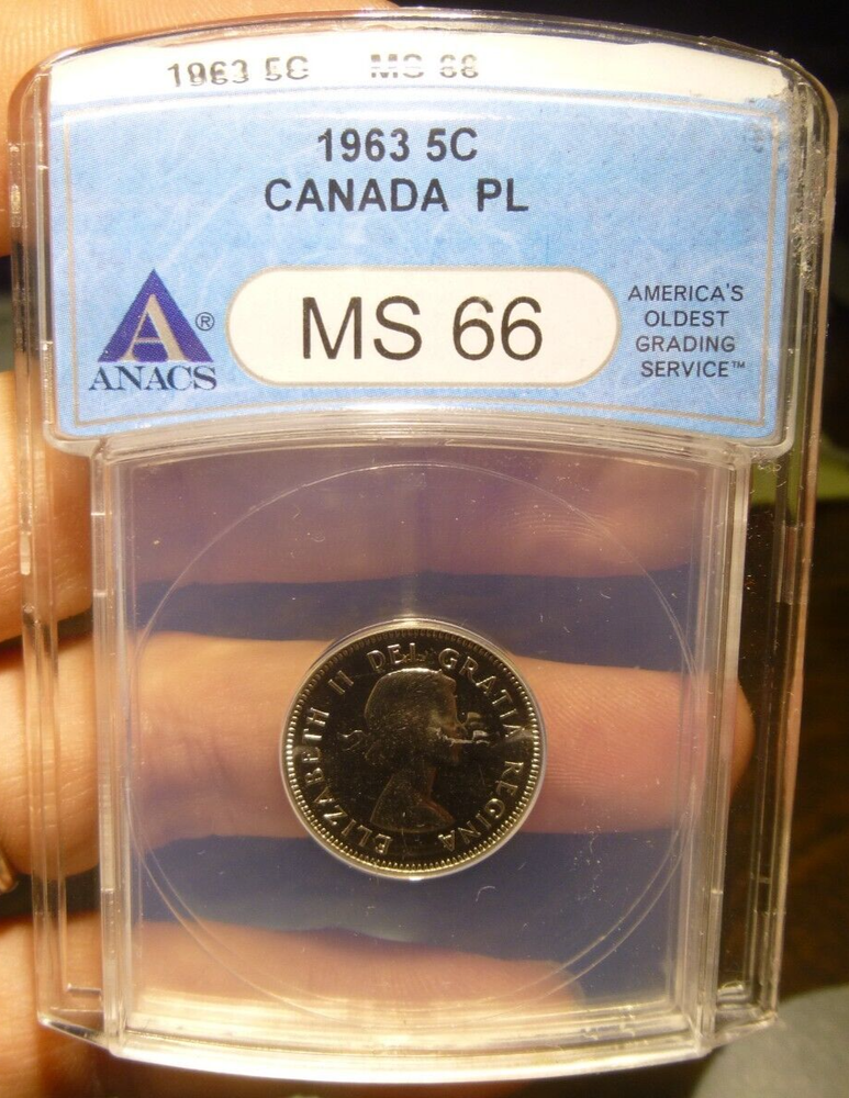 1963 Canada 5 Cents ANACS PL MS66