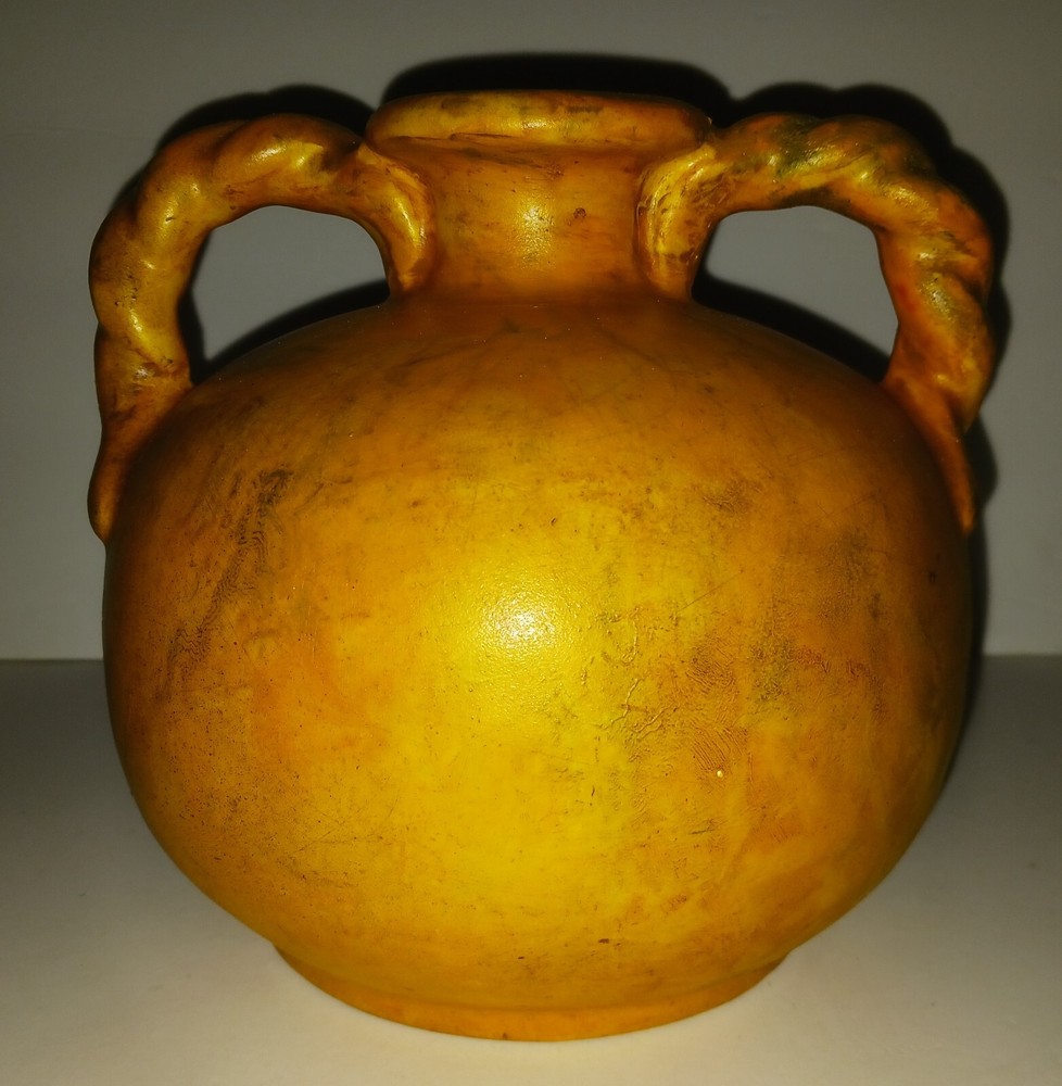 Old World Style Earthen Double Handled Jug / Container / Decor