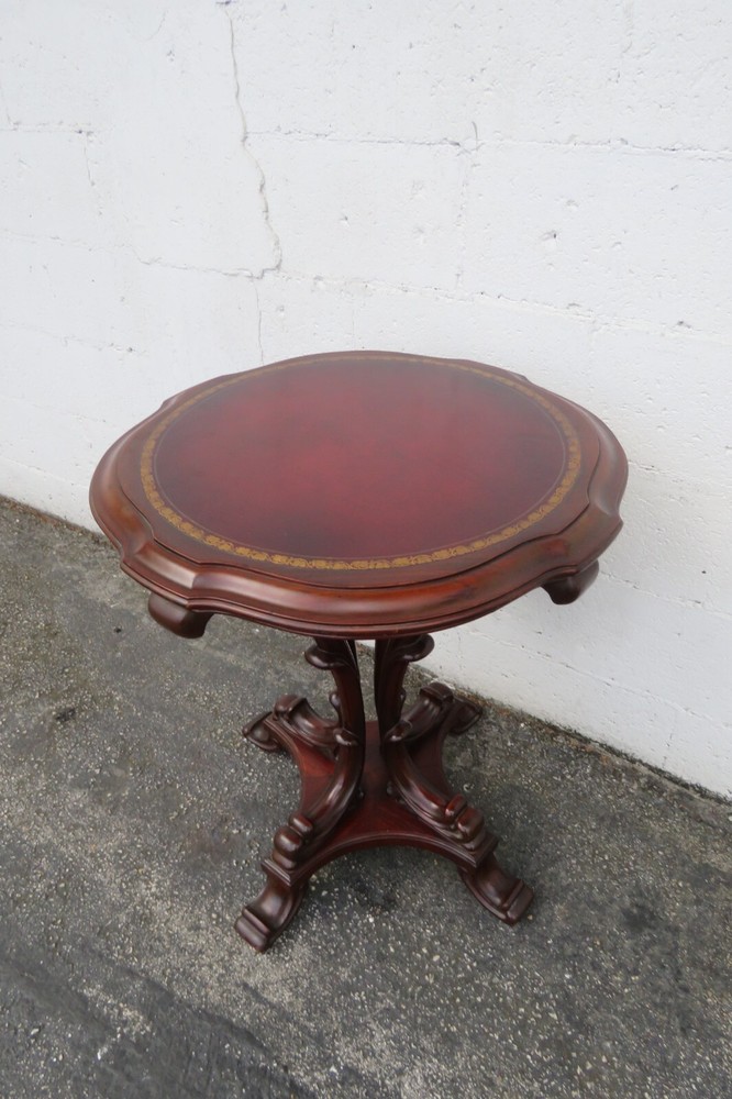 Mahogany Cherry Leather Top Side End Table 5956