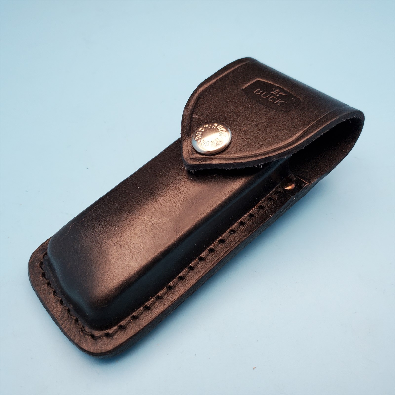 Vintage Buck 110 Pocket Knife Sheath Black Leather Folding Blade Hunter Case 5"