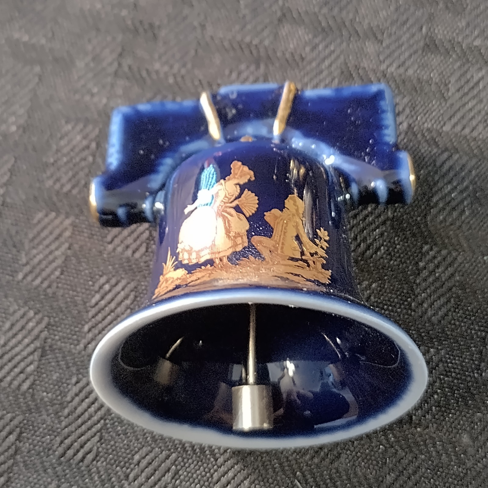 Limoges Cobalt Blue and Gold Miniatures Courting Couple Set Of 7 Pieces