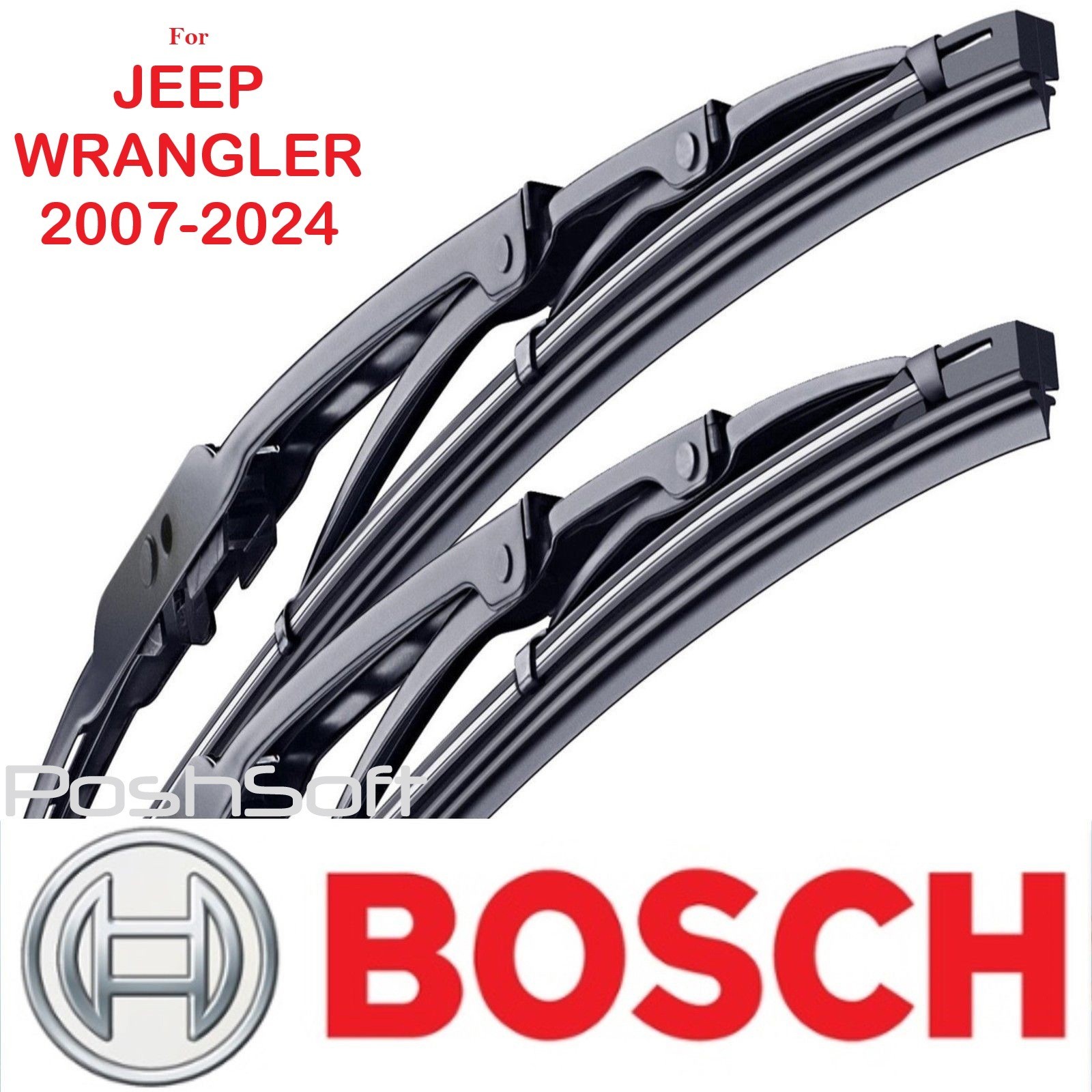 2 X Wiper Blades Bosch Direct Connect for 2007-2024 Jeep Wrangler Set