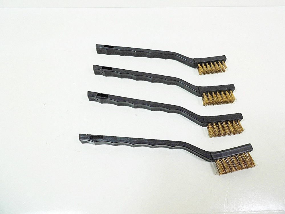 Wire Brushes Brass Bristles 4Pc Mini Plastic Handles Handle Brush Rust Paint