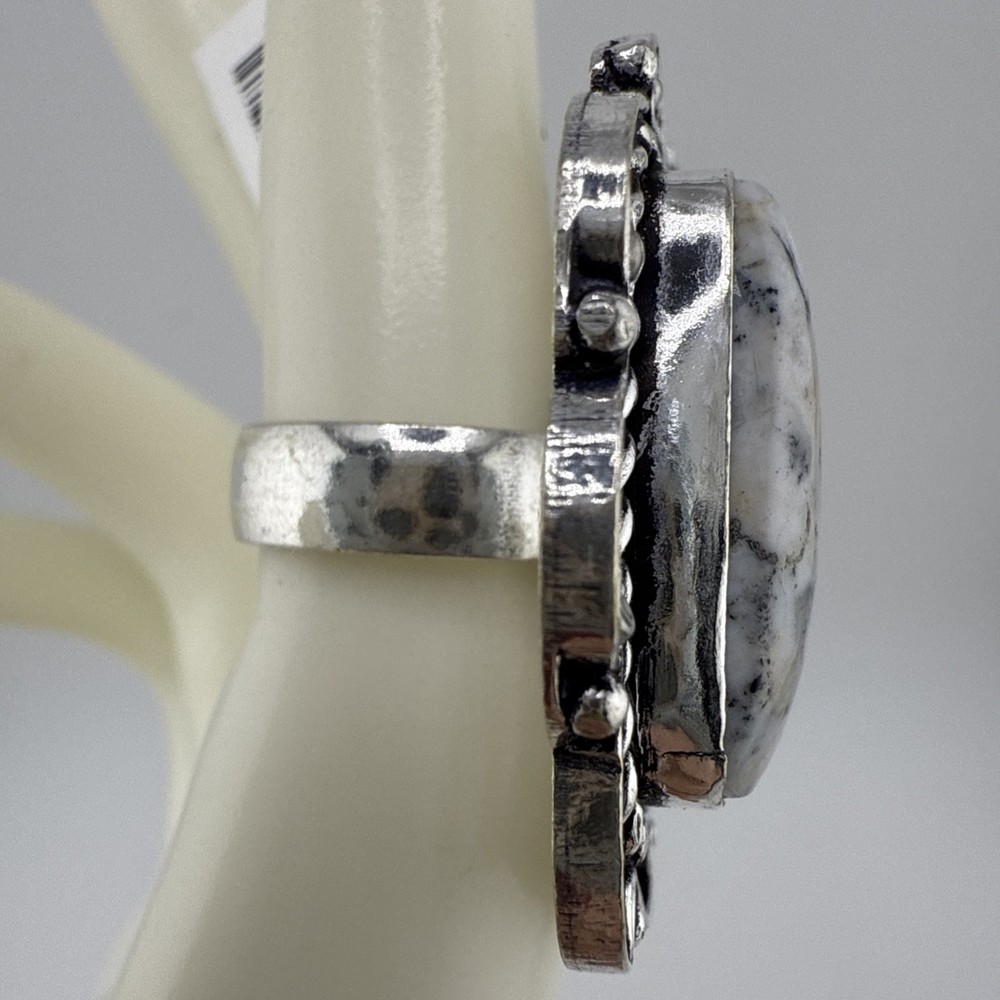 German Silver Howlite Square Statement Ring Size 6 NWT
