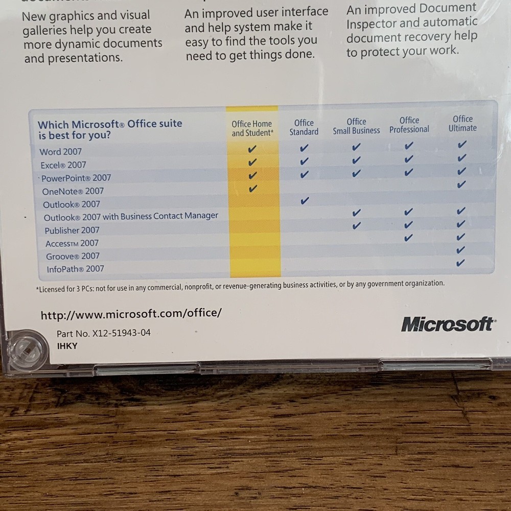 MICROSOFT OFFICE HOME AND STUDENT 2007
