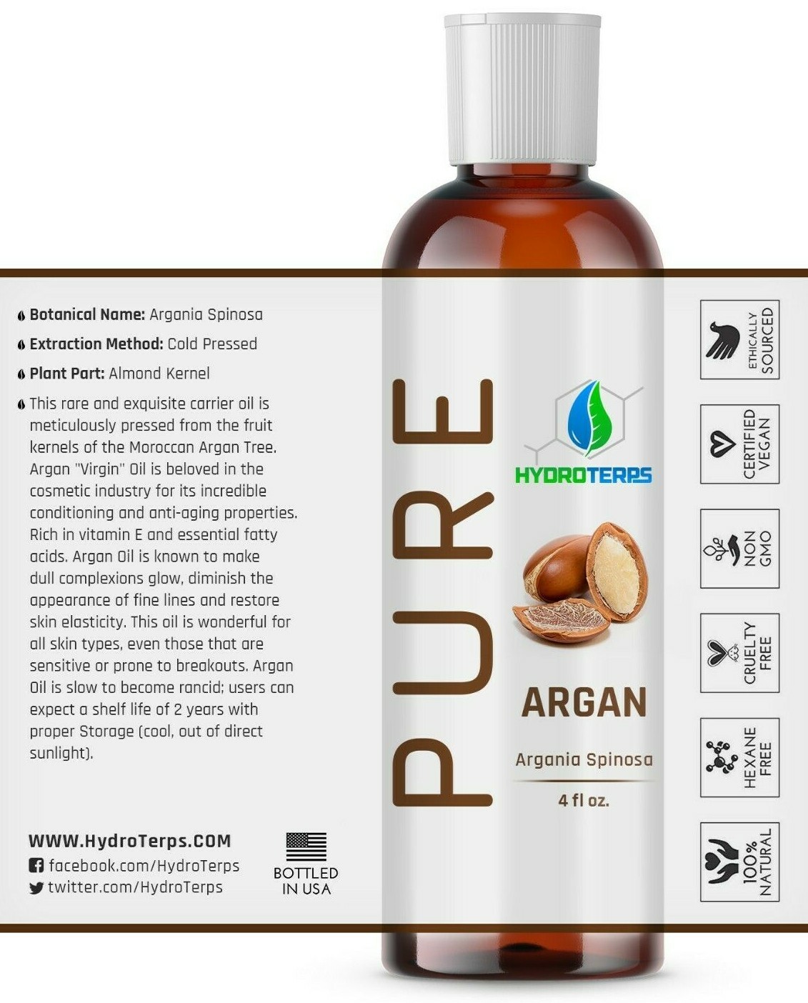 Argan Oil 4 oz of Morocco 100% Pure Unrefined Virgin Moroccan For Hair Skin Face