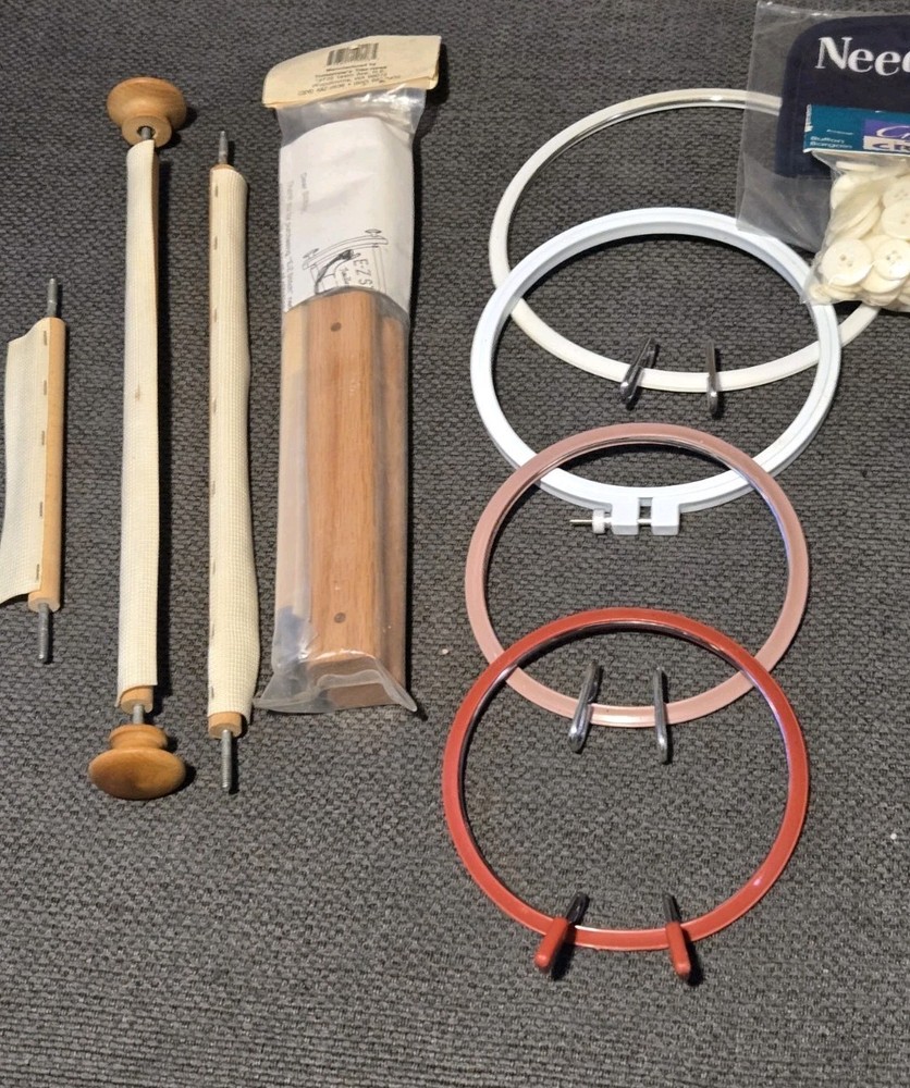 Lot of Embroidery Hoops & Scroll Rod Frames