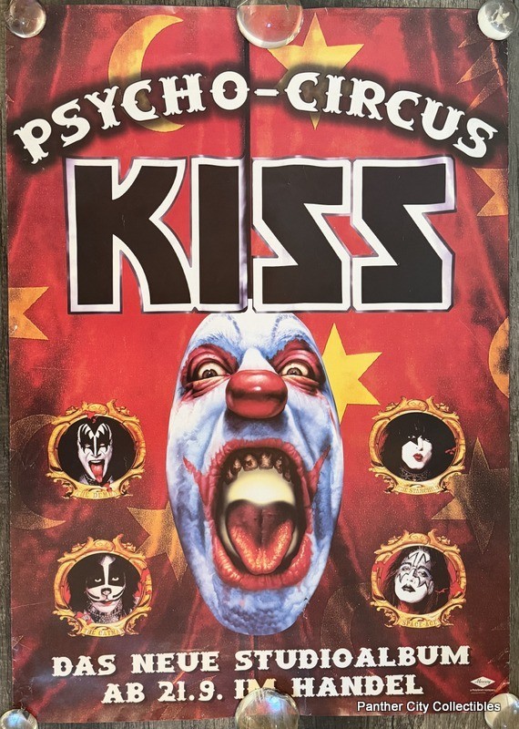 Original 1998 Mercury German Release KISS Promo Poster Psycho Circus Clown Rock