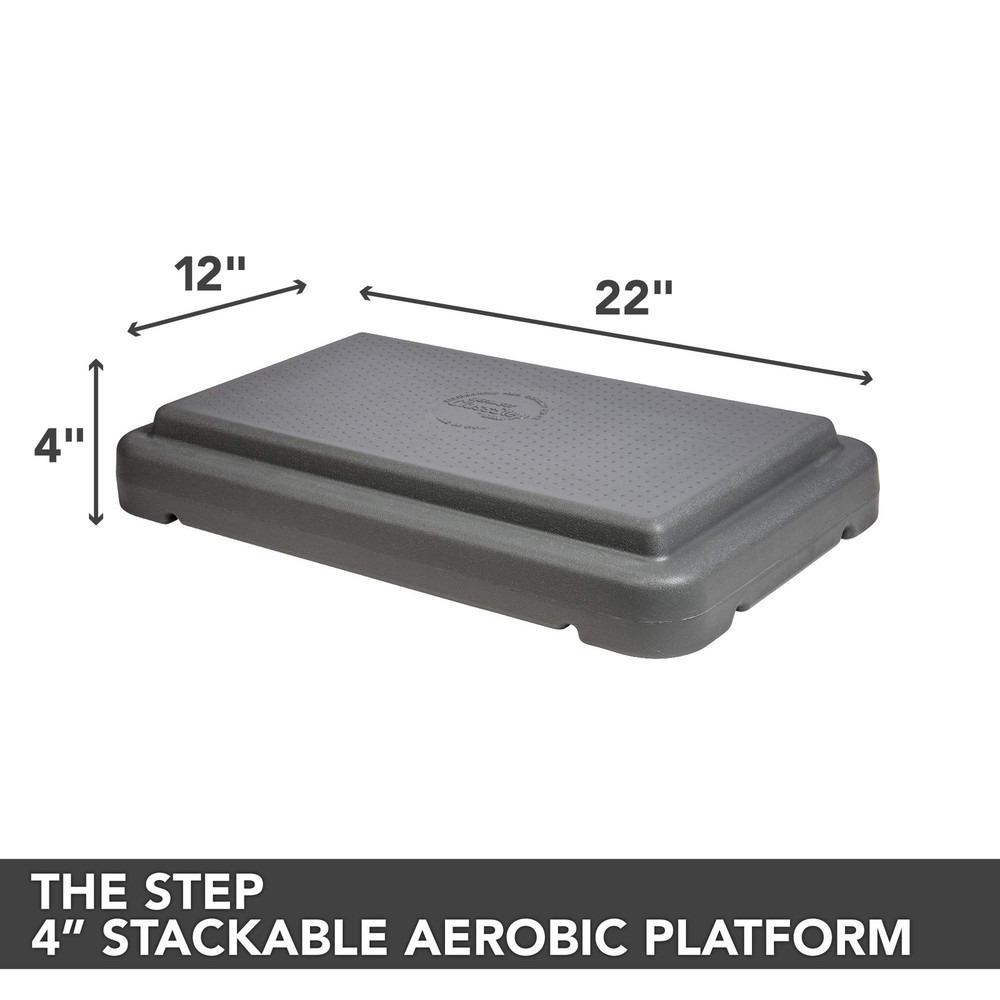 The Step (Made in USA) 4 Inch Stackable Aerobic Exercise Platform (Grey) with