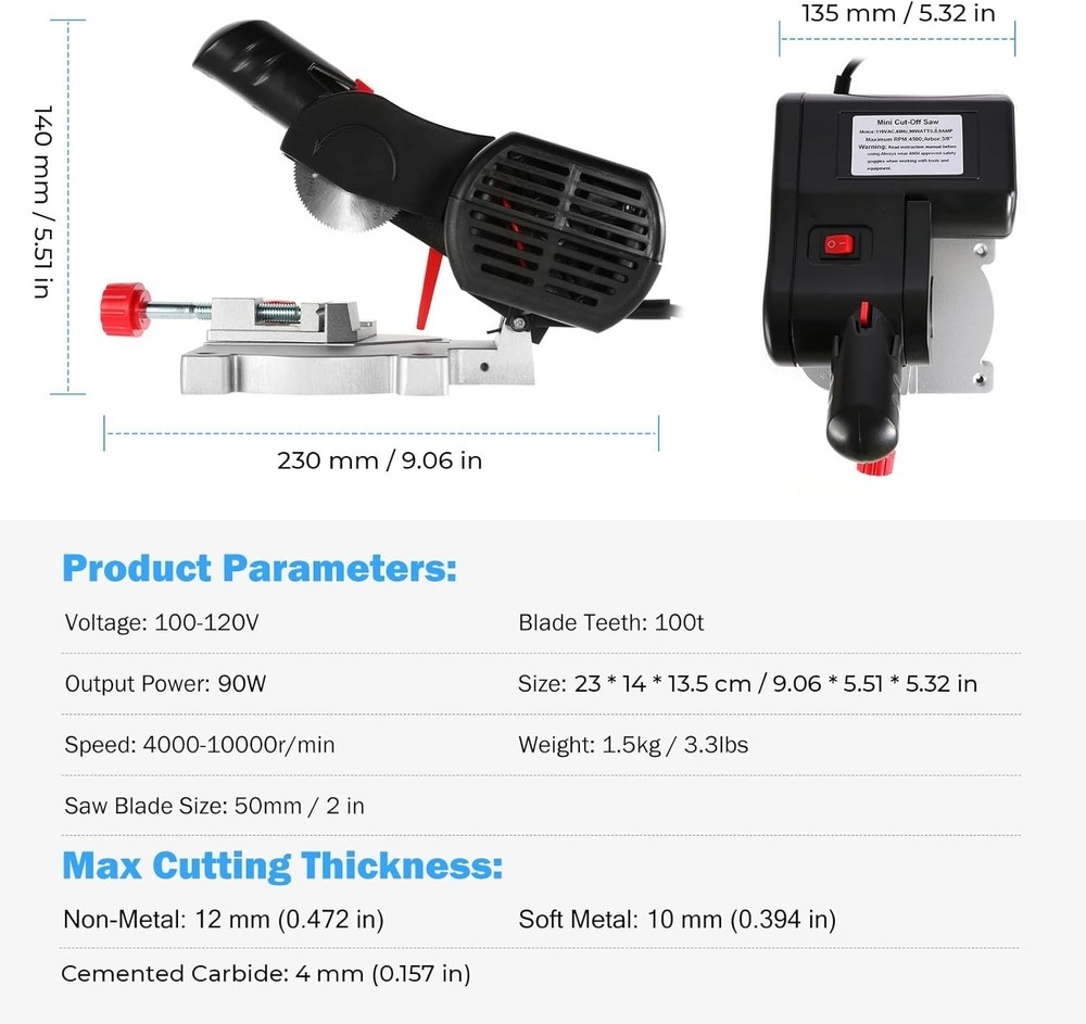 Benchtop Cut-Off Chop Saw - Adjustable Angles