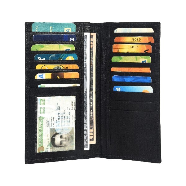 MARSHAL Genuine Leather Men Long Wallet Pockets ID Card Clutch Bifold Purse