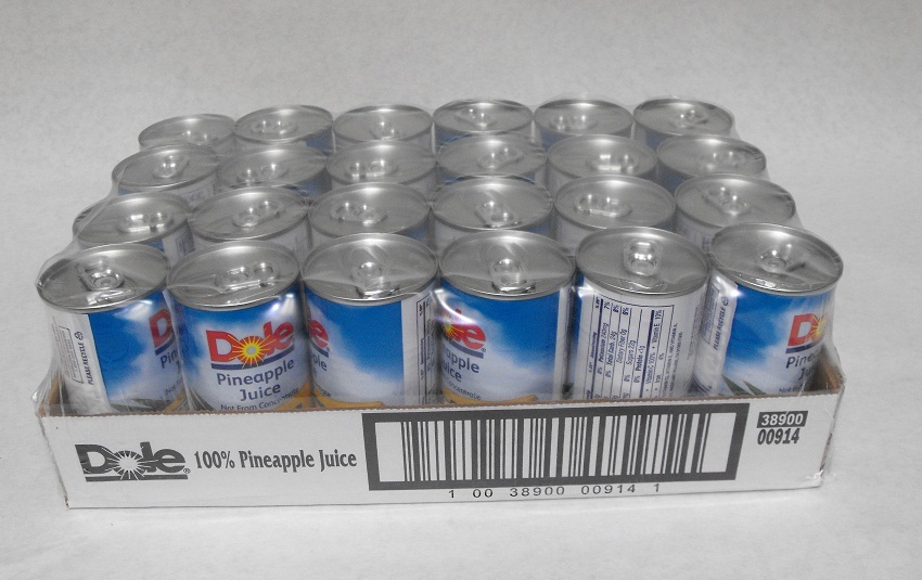 24 piece DOLE 100% PINEAPPLE JUICE 6oz Cans Tiki Drink Cocktail FREE SHIP IN USA