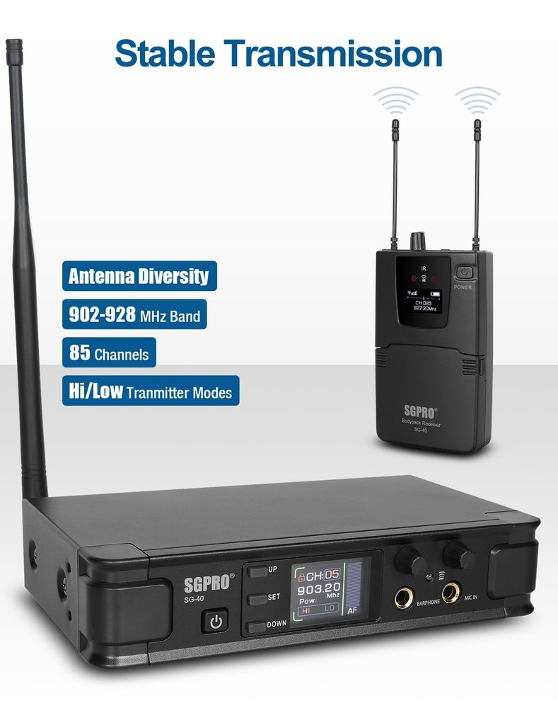 Wireless IEM System - Metal Transmitter, Expendable Bodypack Receiver with Earph