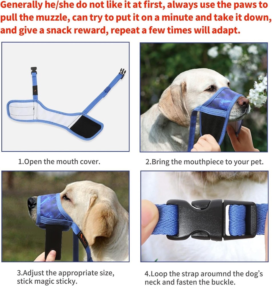 Breathable Nylon Dog Muzzle - Adjustable, Comfortable, Anti-Bite & Bark Control