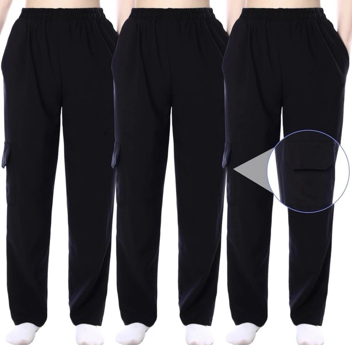 3 pc (3 pair) New Black baggy chef pants LARGE