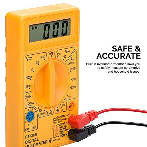 40508 Digital Multimeter Diode & Transistor Tester AC DC Volt Test 1 Pack