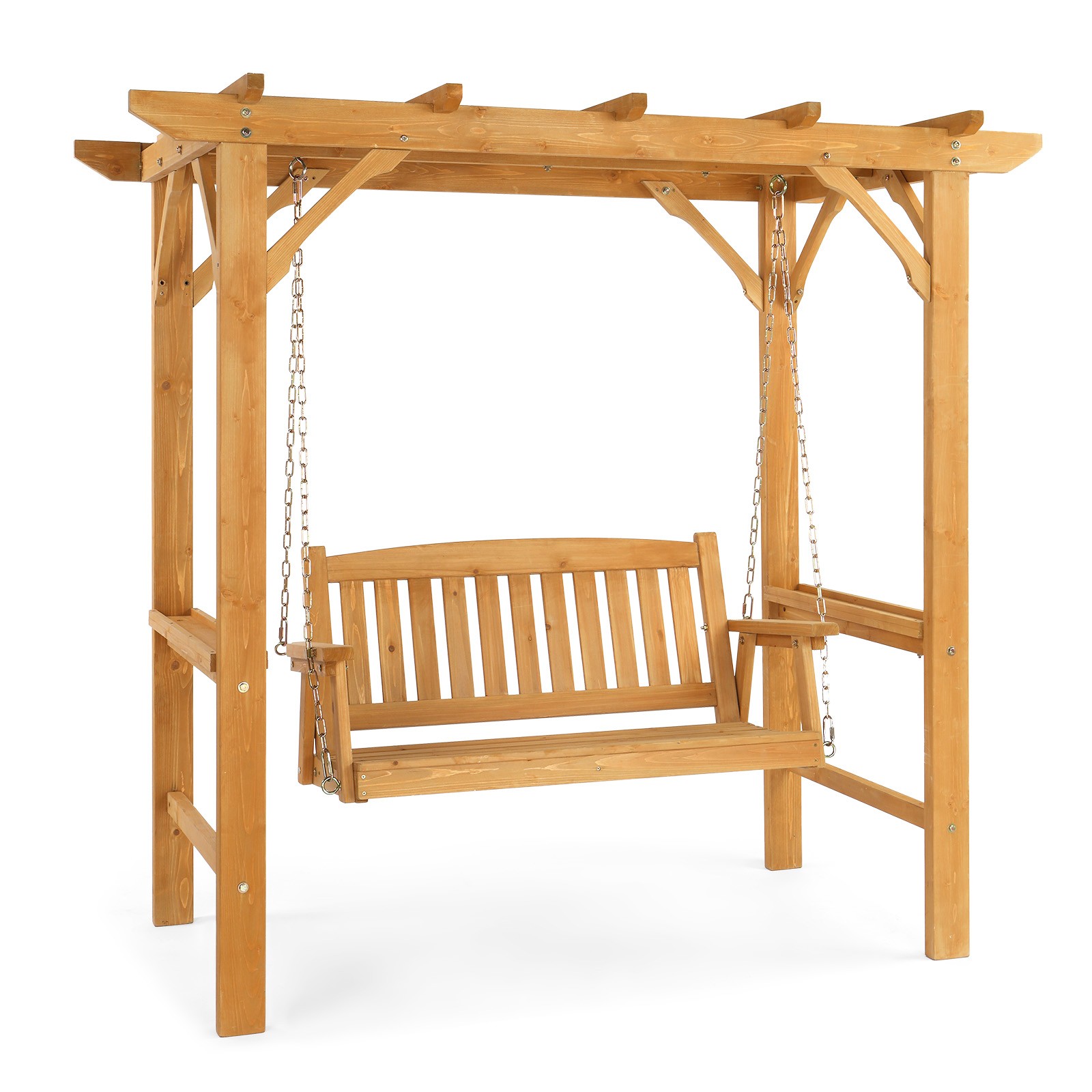 6 FT Wooden Swing Set with Bench Patio Furniture for Outdoor Yard Porch Garden