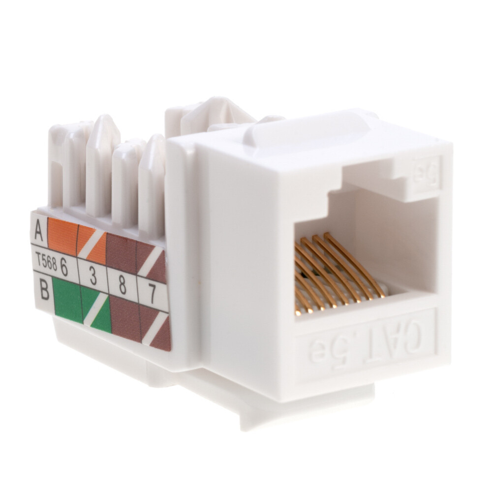 Cat5e White Keystone Jack 45 Degree Punch Down Network Connector Multi-Pack LOT