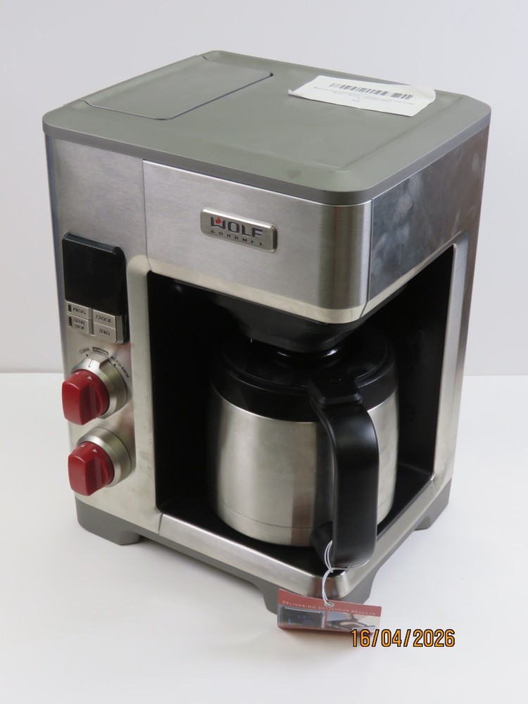 Wolf Gourmet Programable Coffee Maker WGCM100S Auto Drip System Red Knobs [G8]