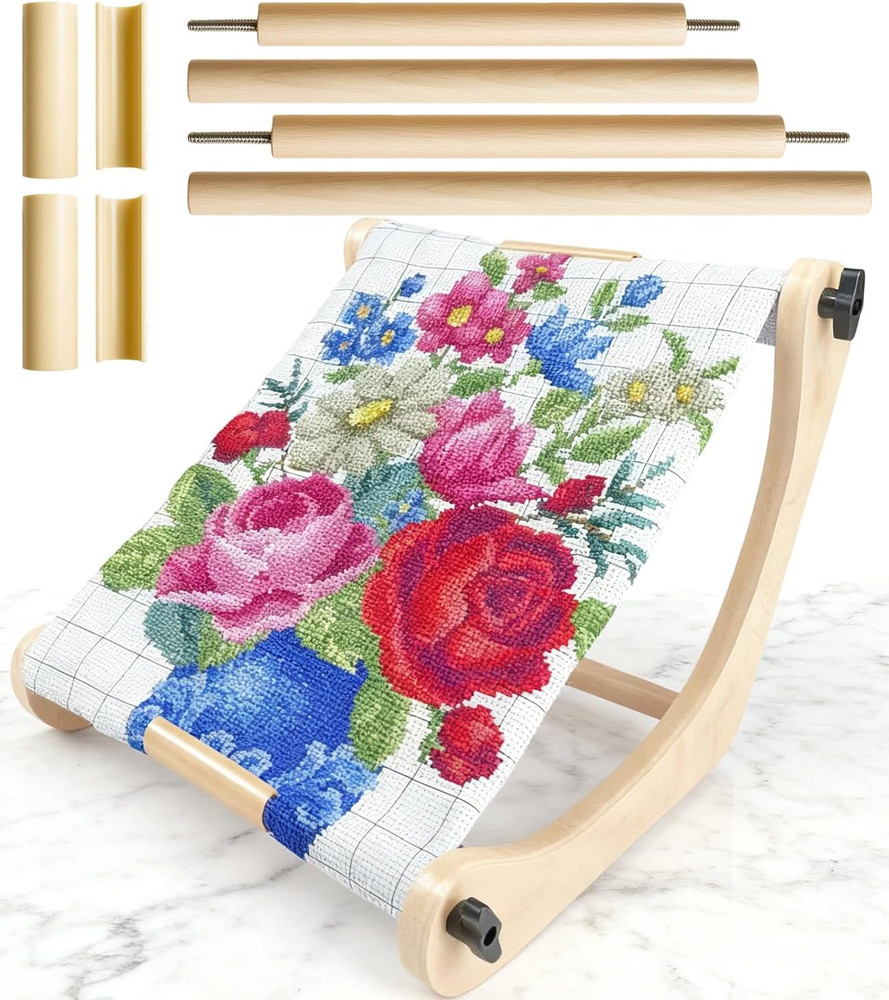 Adjustable Embroidery Hoop Table Stand Holder Needlepoint Stretcher Bars Scroll