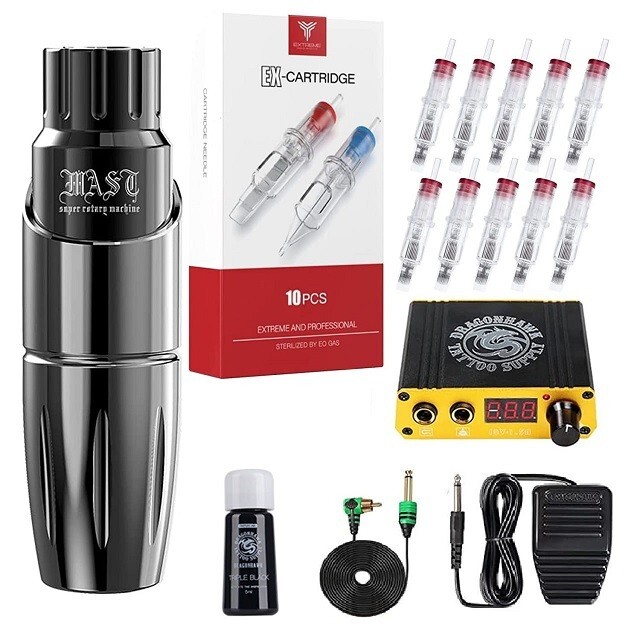 Dragonhawk Mast Tour Tattoo Pen Kit Rotary Tattoo Machine Premium Tattoo Ink