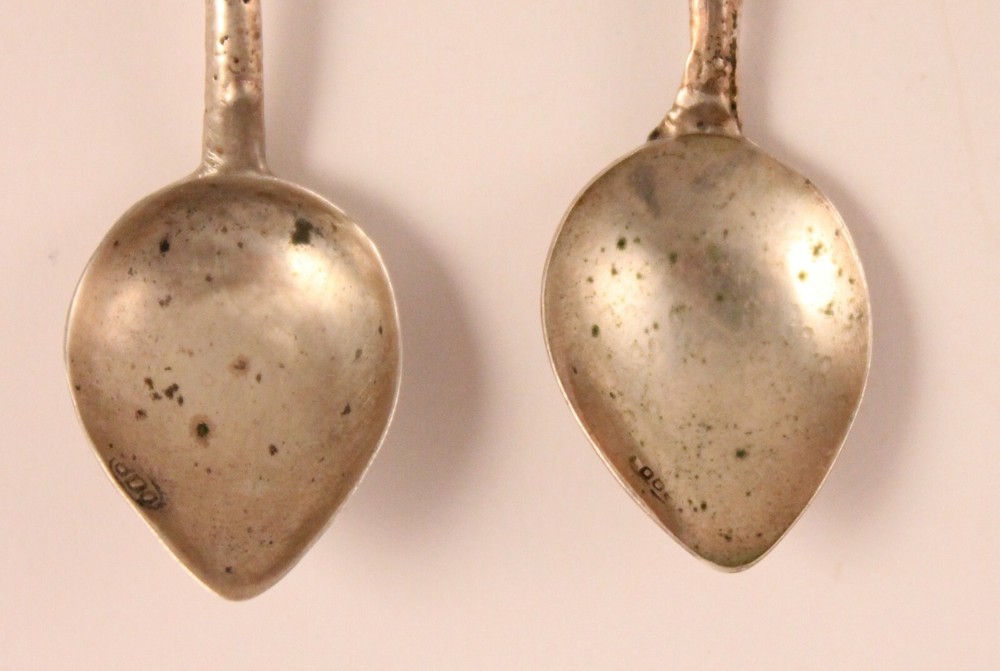 Vintage 800 Silver Rose Salt Spoons