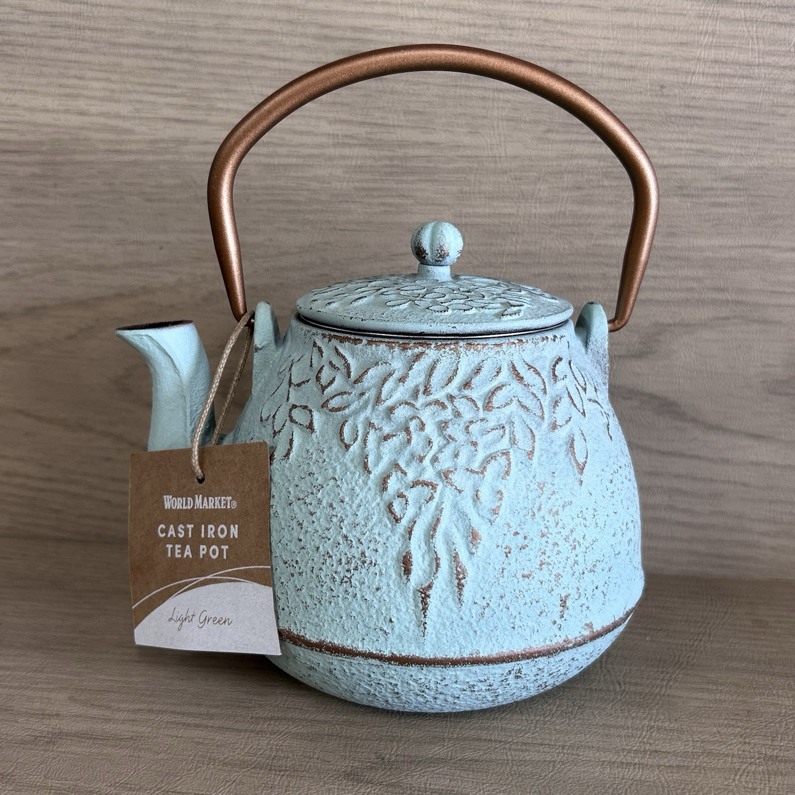 NWT Cast Iron Teapot Green With Removable Infuser Enamel Interior