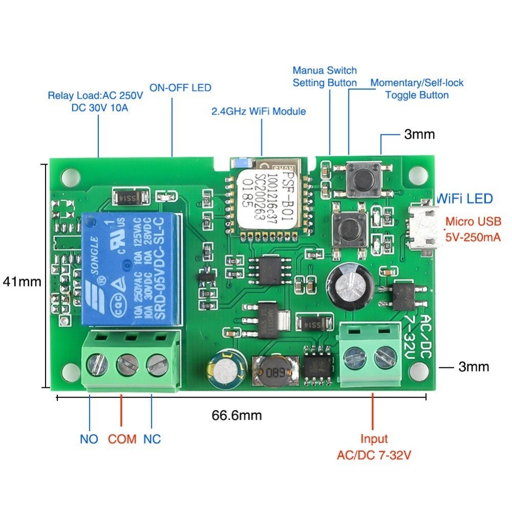 Remote Control Smart Switch Relay Module for EWELINK 5V732V Inching SelfLock