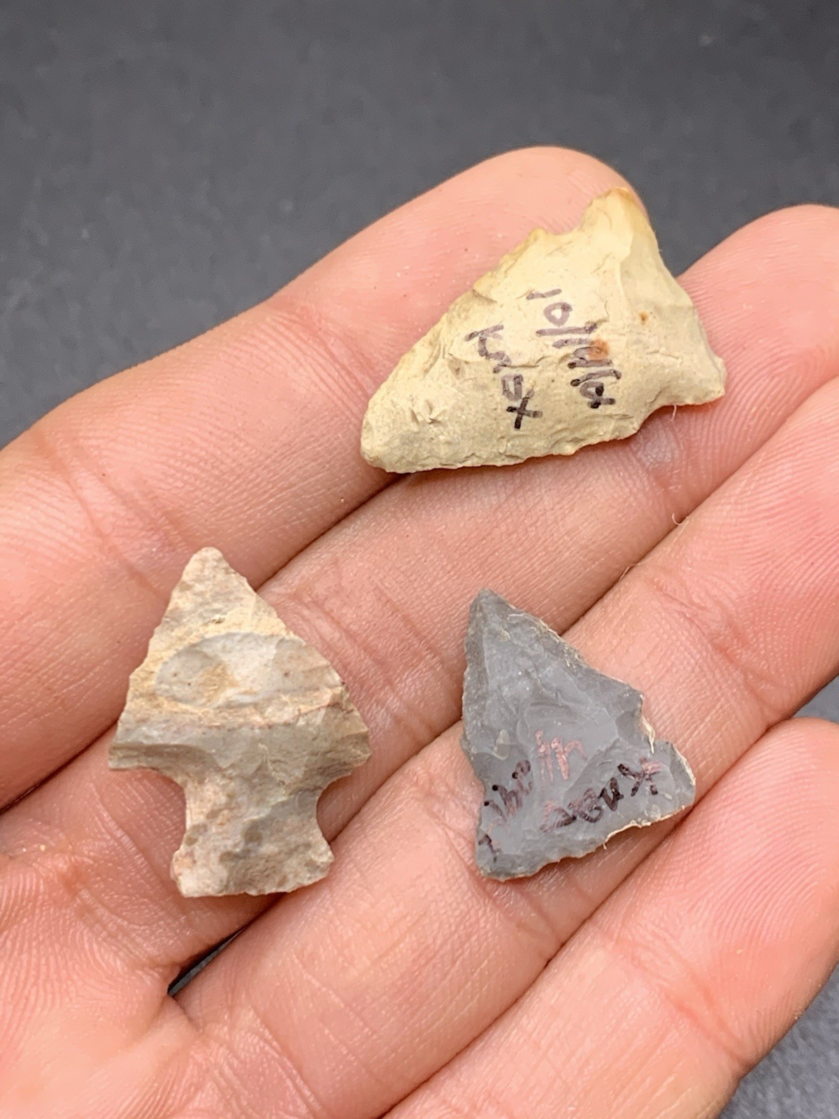 3 Authentic Bird Point Arrowhead From Knox Co Indiana Brewerton Colorful Example