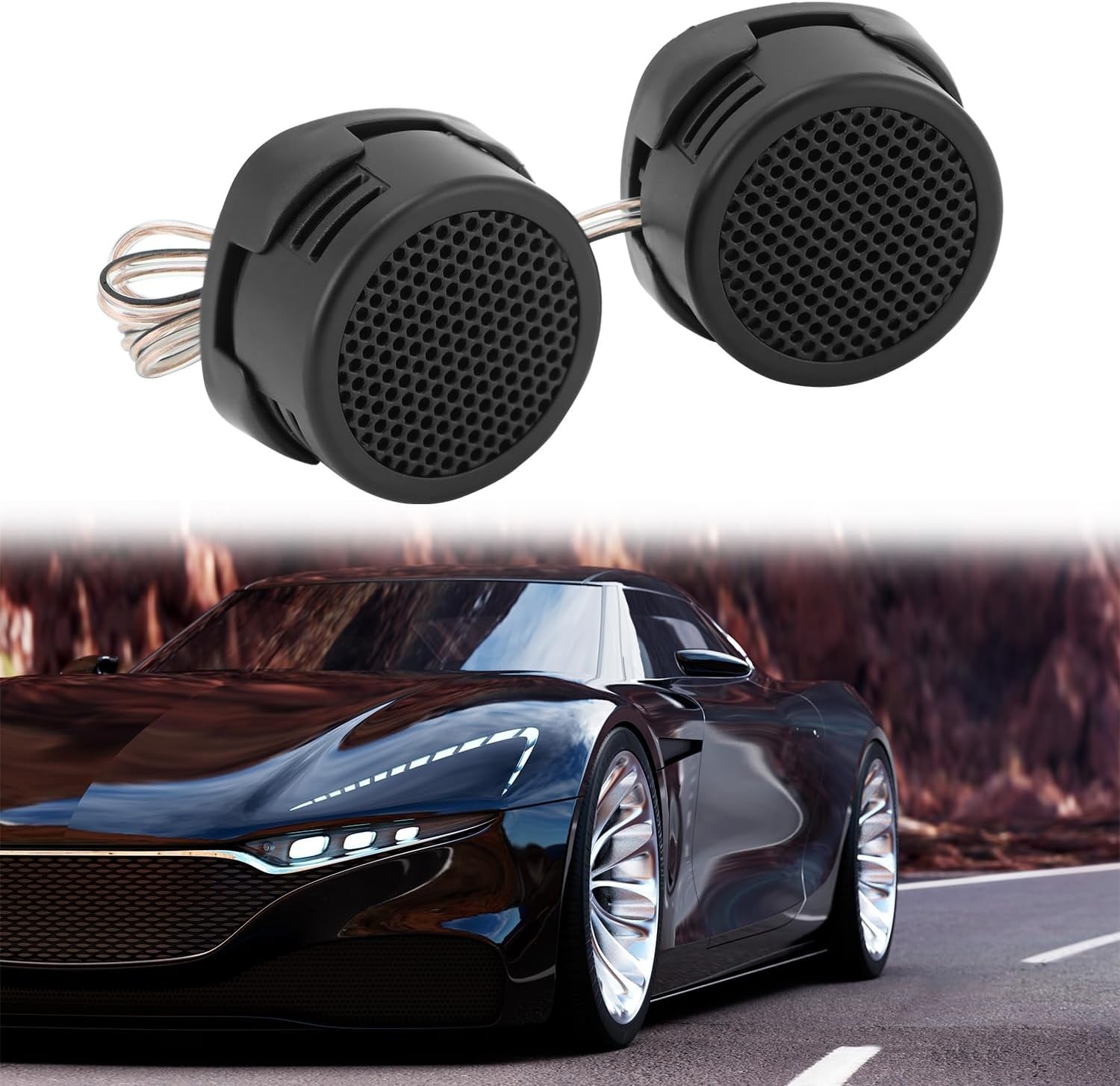 2 Pair 1 inch Car Tweeters 1000W Black Super High Frequency Micro Dome Piezo