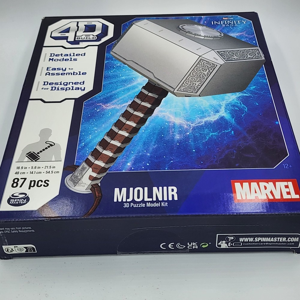 SpinMaster 4D Build - Mjolnir Marvel 3D Puzzle 87pcs NIB