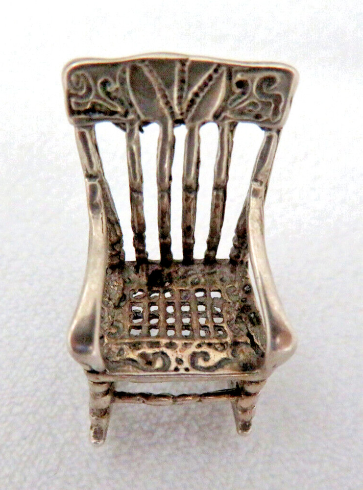 Miniature European 800 Solid Silver Rocking Chair Figurine