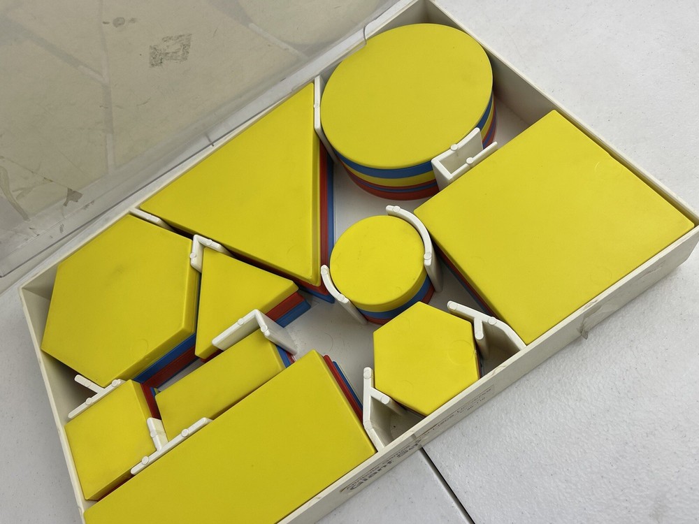 ATTRIBUTE LOGIC BLOCKS Plastic-Item includes Storage Box (missing Pieces)