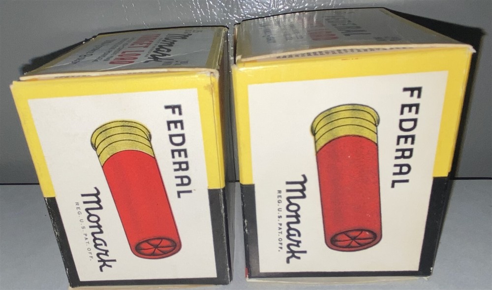 2 Variations Federal 28 Gauge Monark Target Load shotgun shell boxes EMPTY