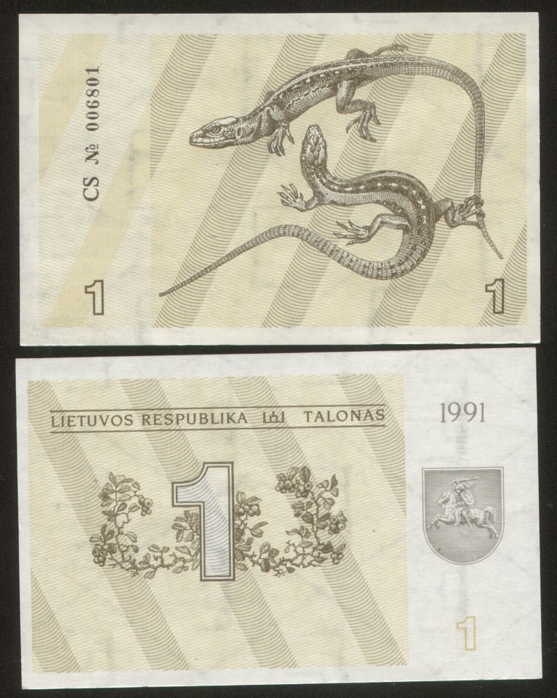 Lithuania 1 Talonas 1991 Pick 32a UNC CS