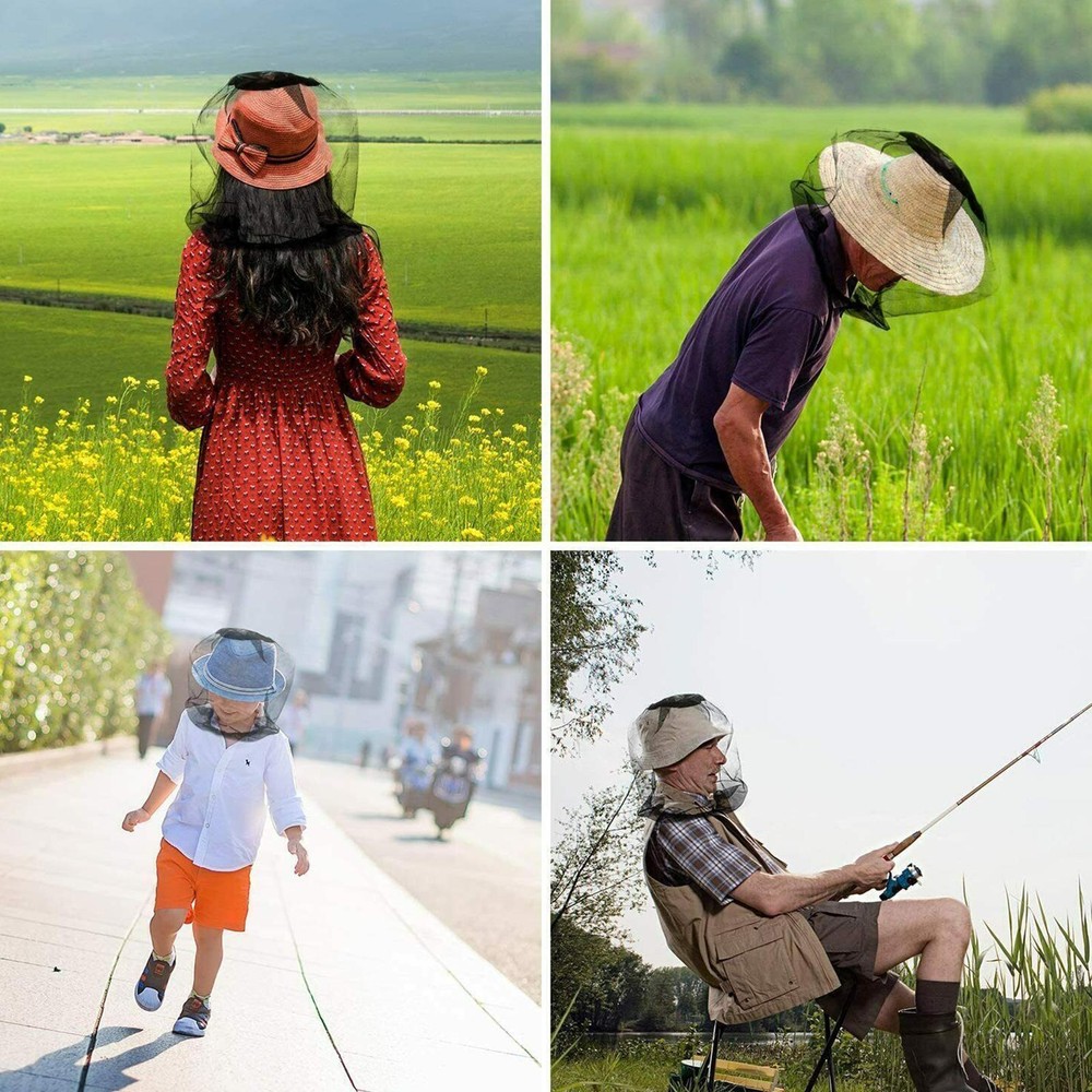 Mosquito Insect Hat Bug Mesh Head Net Camping Face Protector